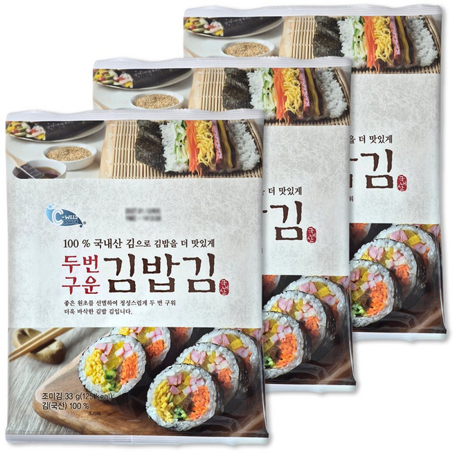 코스트코 씨위드 예맛 두번구운 김밥김, 33g, 3개