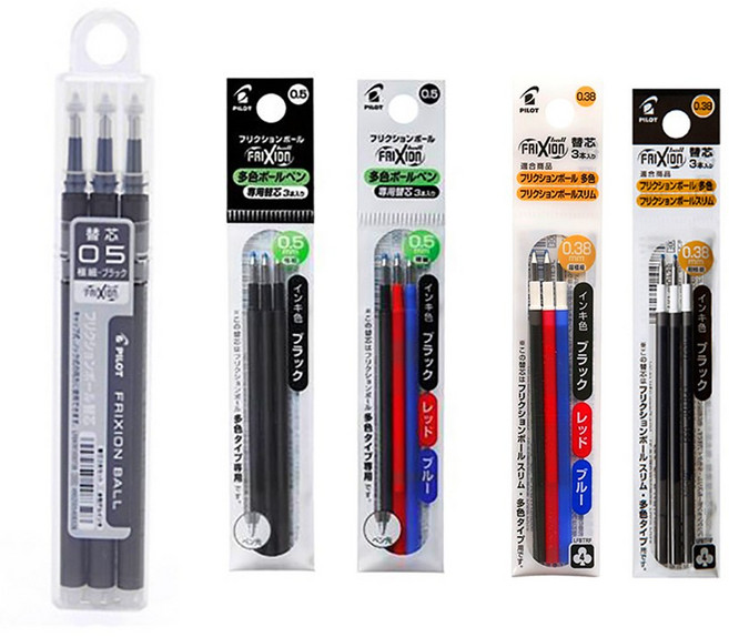 Frixion Ball 지워지는 볼펜 프릭션 3색 0.38mm 0.5mm, 리필심 0.5 컬러 3P × 2, 1개