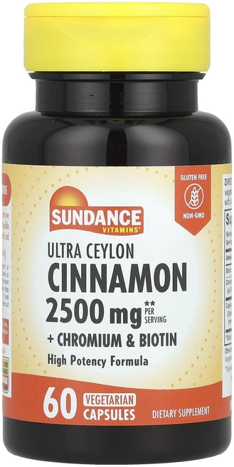 Sundance Vitamins 울트라 실론 시나몬 + 크로뮴 & 비오틴 베지 캡슐 60정, SundanceVitamins울트라실론시나몬크로뮴비오틴, 1개 - 쿠팡