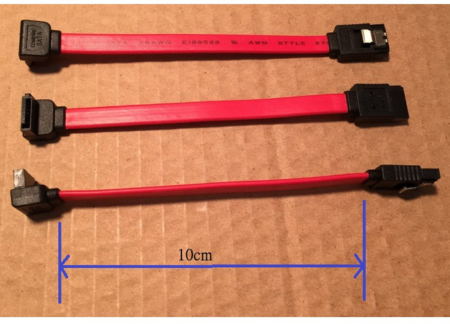 【IF】SATA 7P 硬碟資料傳輸線 CABLE 10cm 180度 to 90度接頭, 1個