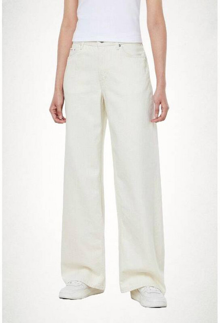 캘빈클라인 진 여성 로우라이즈 배기핏 화이트진 린넨 청바지 47C721G 1446006
