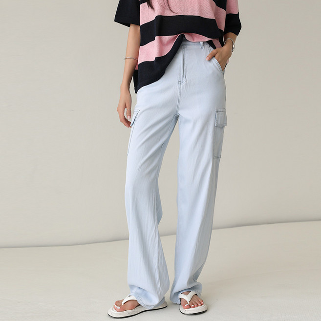 [피핀] 여성용 숏중롱 아이스텐셀 카고데님 #710450