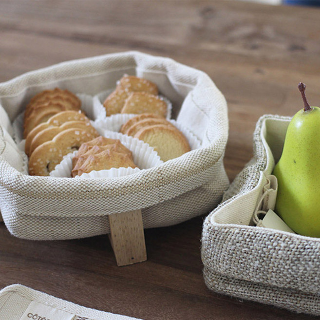 [꼬떼따블] 우드 스탠드 스트라이프 바스켓 (341974), 네츄럴, 1개