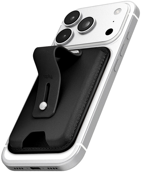 스플리 벨린2 맥세이프 카드지갑 가죽 핑거 루프, 1개, 블랙