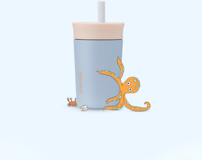 Owala 오왈라 키즈 텀블러 스테인리스 보온보냉 빨대컵, 1개, 355ml, 옅은 남색의