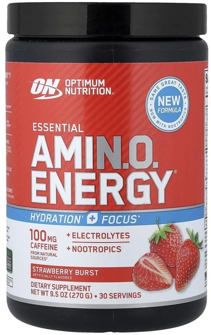 옵티멈 뉴트리션 에센셜 아미노 에너지 스트로베리 버스트 Optimum Nutrition Essential Amin.O. Energy® Strawberry Burst 270g, 1개 - 쿠팡