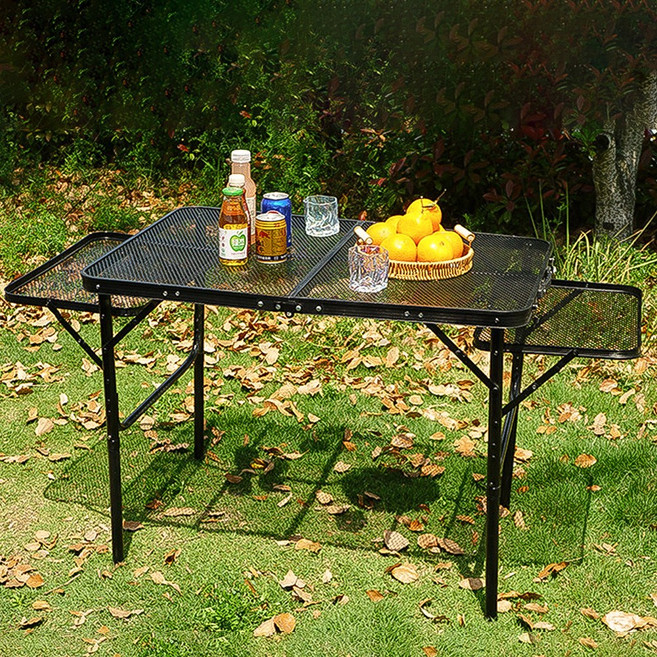 원쿡 경량 아이언 메쉬 접이식 캠핑 테이블 휴대용 캠핑용 야외 식탁 매쉬 블랙 1개