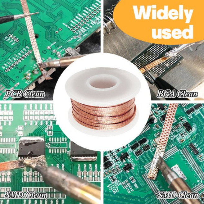 납흡입선 디솔더링 브레이드 납제거 심지 PCB 납땜 제거 전자수리 공구 1.5310m 디 솔더링 테이프 구리 용접 솔더 리무버 2-4.0mm 와이어 윅 주석 리드 코드 BGA 수리, L3m