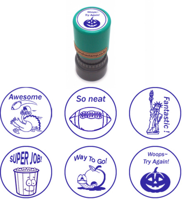 [만년도장]영어칭찬도장_영미문화(원형 20mm), 7.6종세트(세트상품구입시에만선택), 빨강