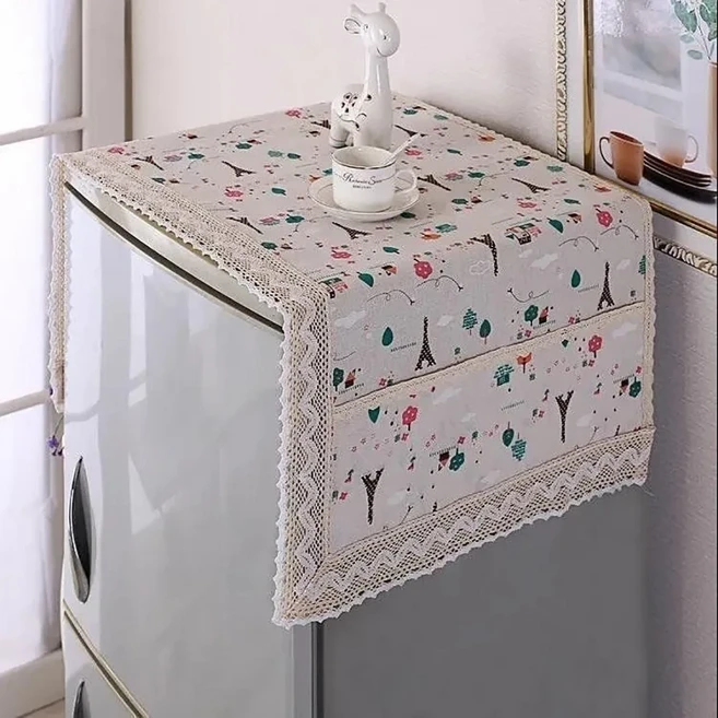 1Pcs 새로운 55x120cm 냉장고 먼지 커버 코튼 린넨 방진 냉장고 보호 커버 보관 가방 냉장고 천, 08 Style 6