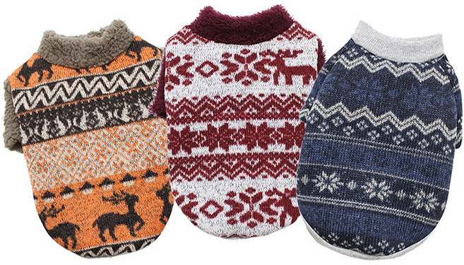 [도그도그] 랜덤눈의꽃티 강아지옷 애견의류 겨울티셔츠 귀여운 패턴 노르딕 기모 고양이옷 따뜻한, 랜덤, 1개