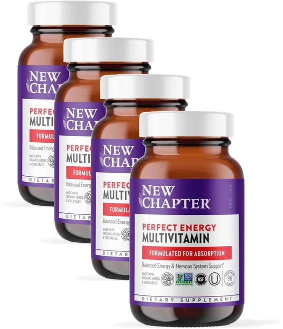 뉴챕터 퍼펙트 에너지 멀티비타민 티아민 니아신 New Chapter Perfect Energy Multivitamin, 96정, 4개 - 쿠팡