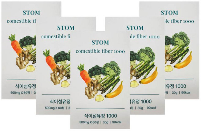 닥터민스 STOM 스톰 식이섬유정 1000 4개월분3+1 542152, 5개, 60정