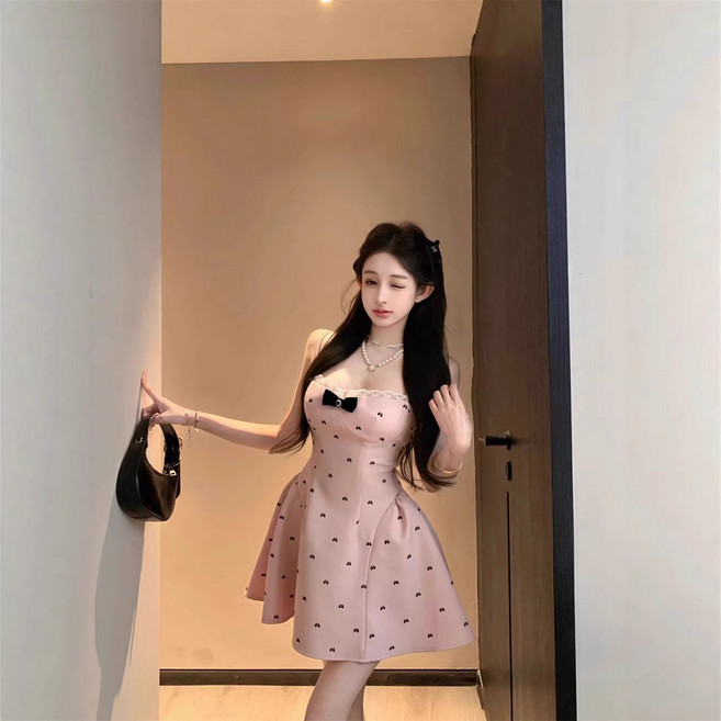 DFMEI 法式吊帶連衣裙女夏季公主蓬蓬小禮服
