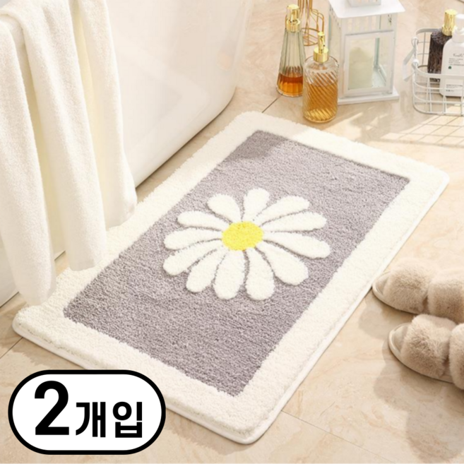 한평한뼘 물기순삭 빨아쓰는 욕실 발매트, 02. 모던 플라워