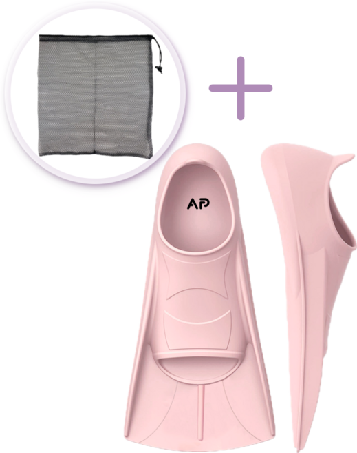 올팜 소프트&이지 숏핀 오리발 메쉬백 포함, 파스텔핑크