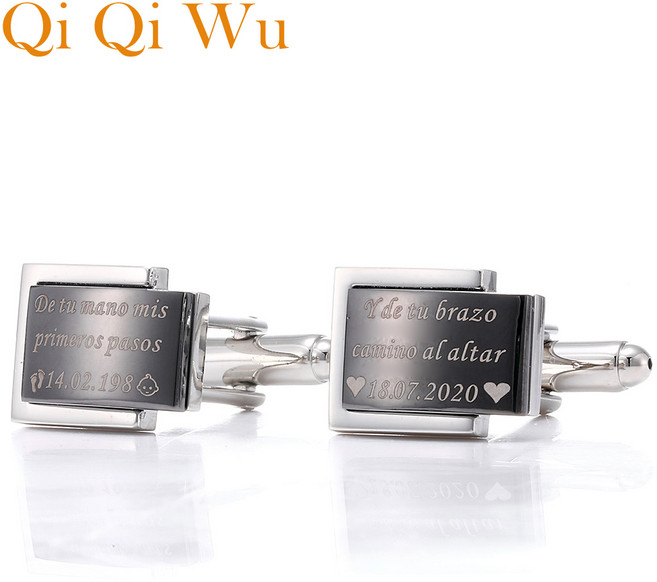 커프스링크 커프스버튼 커프스 명품커프스버튼 넥타이핀 커프스버튼명품 넥타이핀커프스세트 커프링크스 개성화된 남성 검은색 셔츠 소매단추 결혼식 선물 보석 신부의 아버지 맞춤 조각 단추