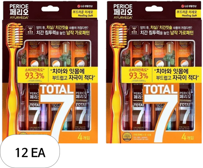 페리오 토탈7 메디컬허브 칫솔 힐링소프트, 4개입, 12개
