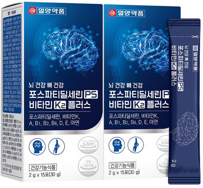 일양약품 뇌 건강 뼈 건강 PS K 플러스 (2g x 15포), 2박스, 30g