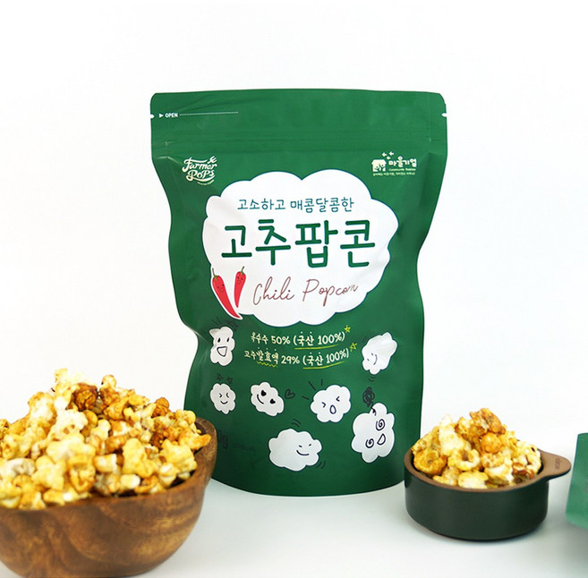 케이앤핫 [파머팝스] 고소하고 매콤달콤한 고추팝콘(60g), 1개, 60g