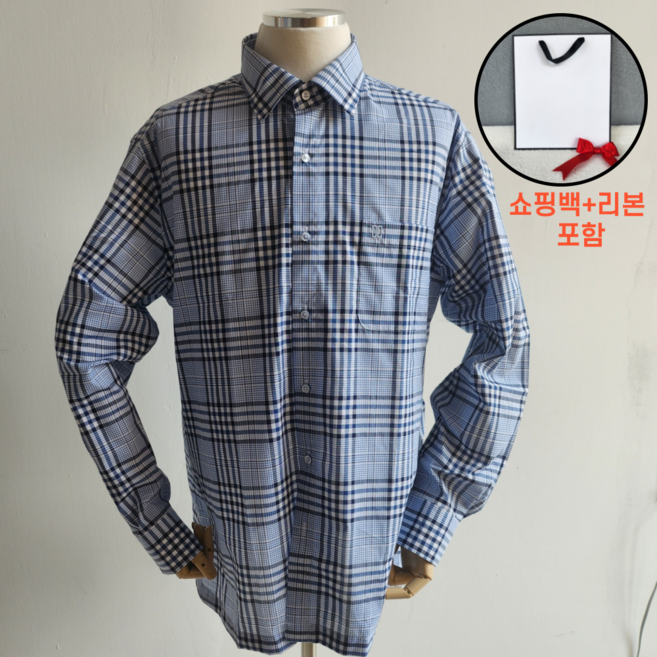 [당일 발송] 닥스 DAKS 남성용 체크 긴팔 셔츠 봄가을 간절기 남방 부드러운원단 선물포장제동봉