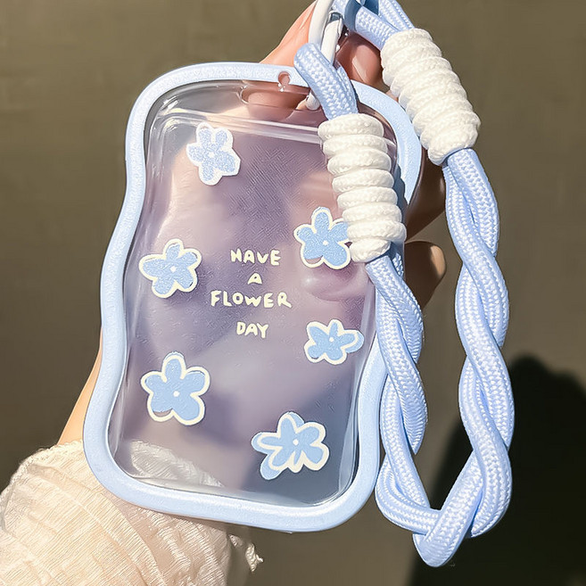 방과후시간표키링 교통카드 카드케이스 포카키링, 1개, 블루 플라워