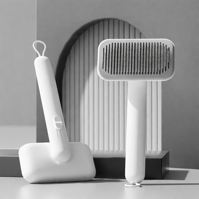 그로업스 부위별 조절가능 안아픈 반려동물 브러쉬, 1개, 화이트