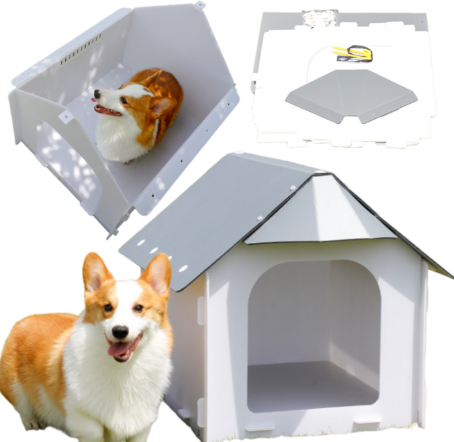 프라홈 DIY 실내 야외 대형견 반려동물 하우스, 1개, 화이트