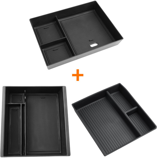 RUIYA 테슬라 모델3 하이랜드 센터 중앙 수납함 콘솔박스 트레이 컵홀더 세트, 중앙(상+중+하)