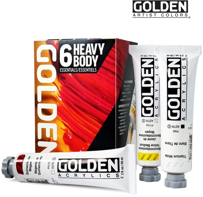 골든 아크릴세트 Heavy Body Essentials Set 59ml 6색 - 쿠팡