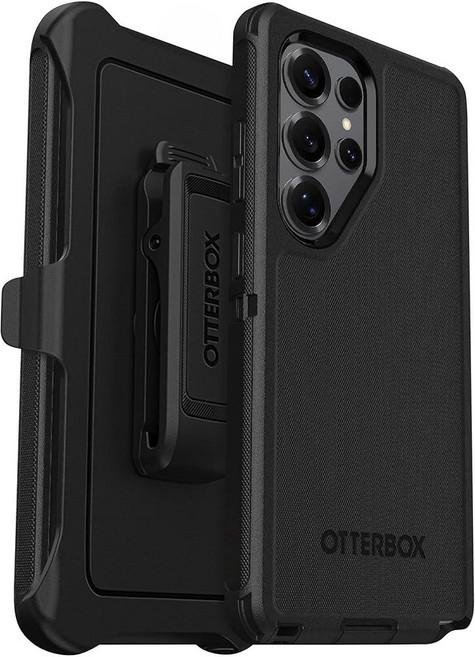 OtterBox 삼성 갤럭시 S25 울트라(전용) - 디펜더 시리즈 케이스 블랙 홀스터 클립 포함 견고하고 내구성 포트 보호 기능 무선 충전 호환 비소매 포장
