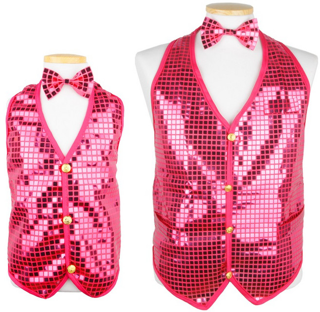 파티짱 반짝이 조끼 핑크 웨이터 스팽글 무대 의상