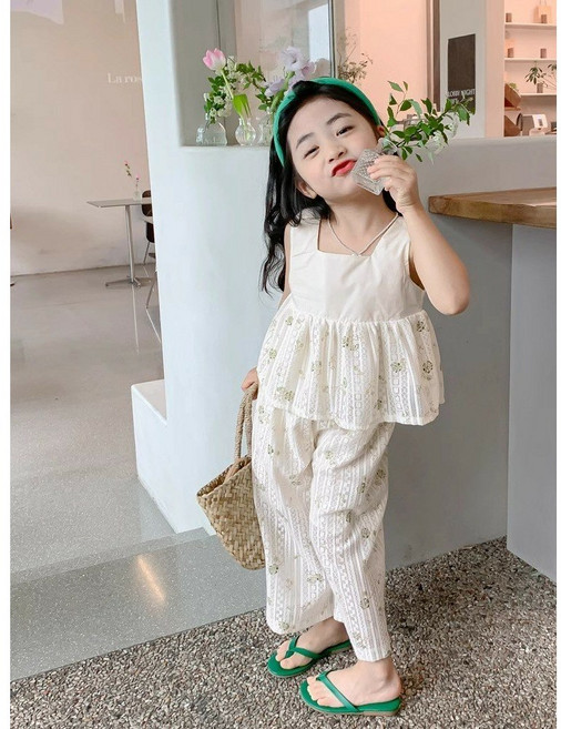 아짱 키즈여아 아짱 키즈여아 여름신상 티 바지 세트 상하세드 시원한 상하세트