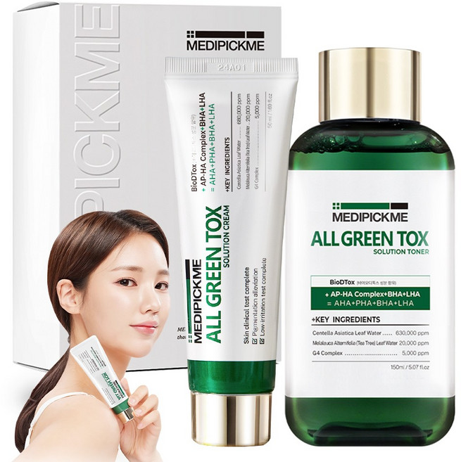 모공축소 병풀추출물 68% 솔루션 2종 선물세트 (토너+크림) 시카 바하 진정 솔루션, 1개, 200ml