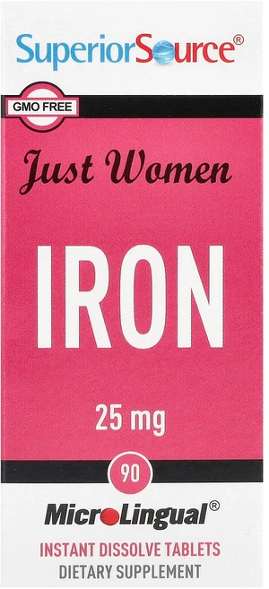 슈페리어쏘스 저스트 우먼 철분 25mg 마이크로링구얼 빠른 용해 정제 90정, 2개 - 쿠팡