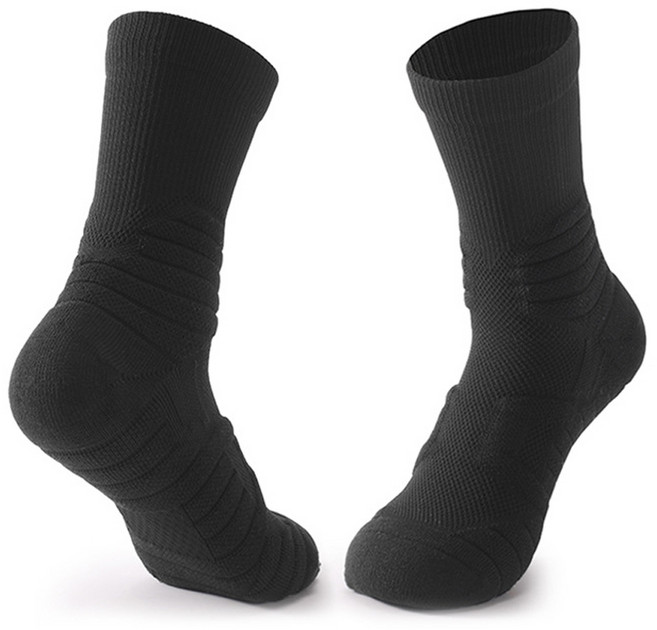 BT3 籃球襪 厚底毛巾底 中筒運動襪, 黑, 1個