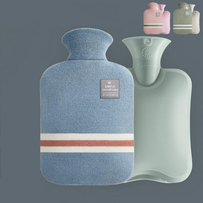 아뜰라임 오래가는 보온 물주머니 핫팩 + 찜질팩 커버 세트 1L 2L, 라이트블루 2L, 1개