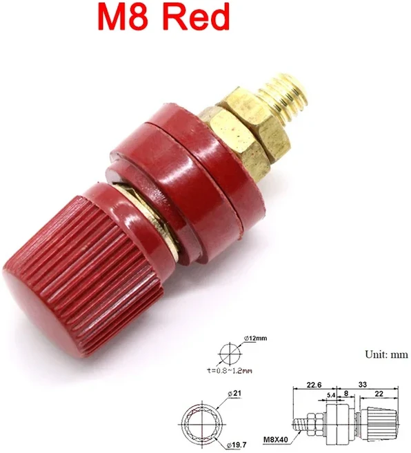 와이어 바인딩 포스트 스레드 나사 블랙 리튬 배터리 용접 인버터 클램프 전원 공급 장치 연결 터미널 스, 03 M8 Red, 03 20 pieces, 01 빠른
