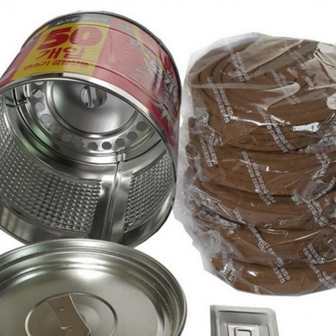 황색 모기향 50개 캔연소기통 거치대 보관통, 1개