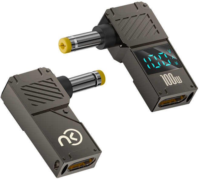 노트킹 100W USB C타입 TO DC 외경 4.0mm 내경 1.7mm 레노버 노트북 충전기 변환 젠더 팁 잭 어댑터 케이블 볼트 암페어 와트 측정 디스플레이
