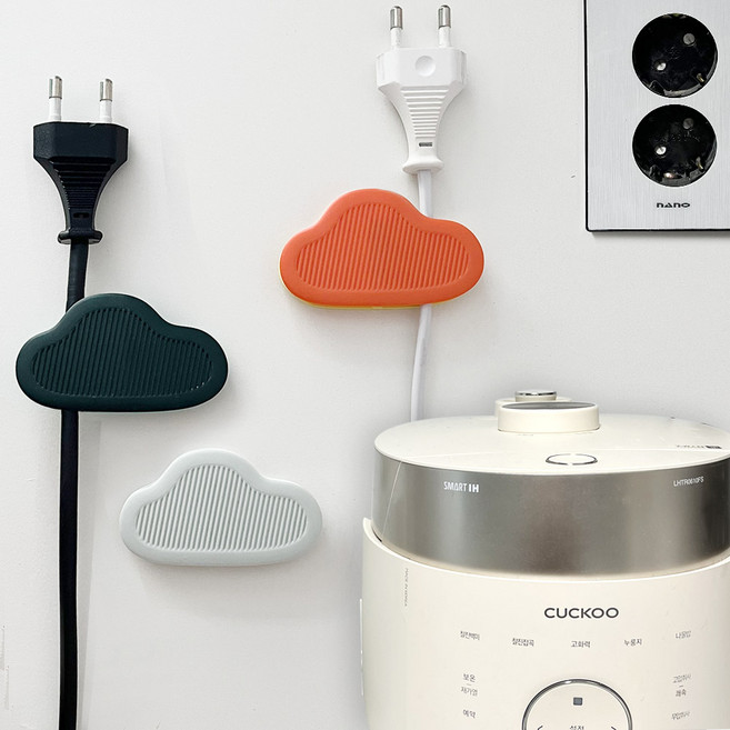 그집앤 그집앤 구름 플러그 케이블 전선 정리 걸이 홀더 클립 4p, 4컬러 1세트