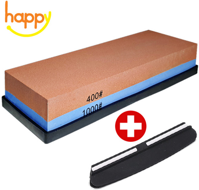 해피앤몰 400방 1000방 양면 숫돌 칼갈이 숯돌+칼날가이드 세트, 1세트