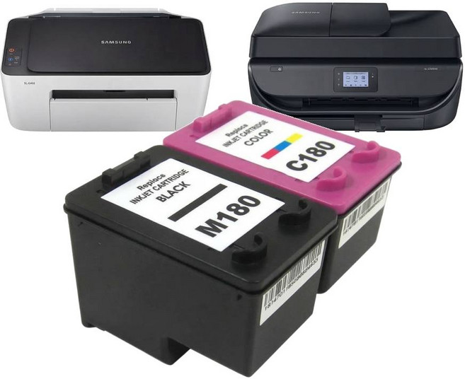 삼성 SL-J1770FW 잉크 호환 SL-J1663 SL-J1665 SL-J1660 프린터기, 1개, M180XL 검정 대용량 잉크