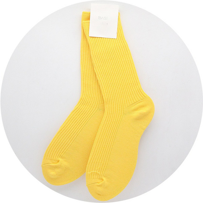 남자 패션 골지 장목 양말 일반/빅사이즈 19_비비드옐로우