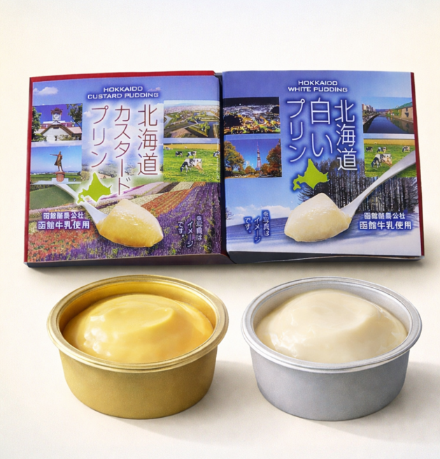 일본 홋카이도 프리미엄 푸딩세트 / 커스터드 밀크 2가지맛 / 홋카이도 디저트, 2개, 105g
