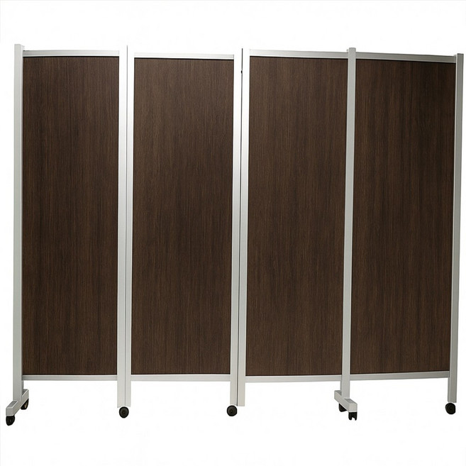 이동식 접이식 스탠드형 파티션 바퀴형 사무실 공간분리 칸막이 4단 2400, 오크샤/하단부(스톱퍼이동식)