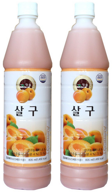 청솔 살구 음료, 835ml, 2개