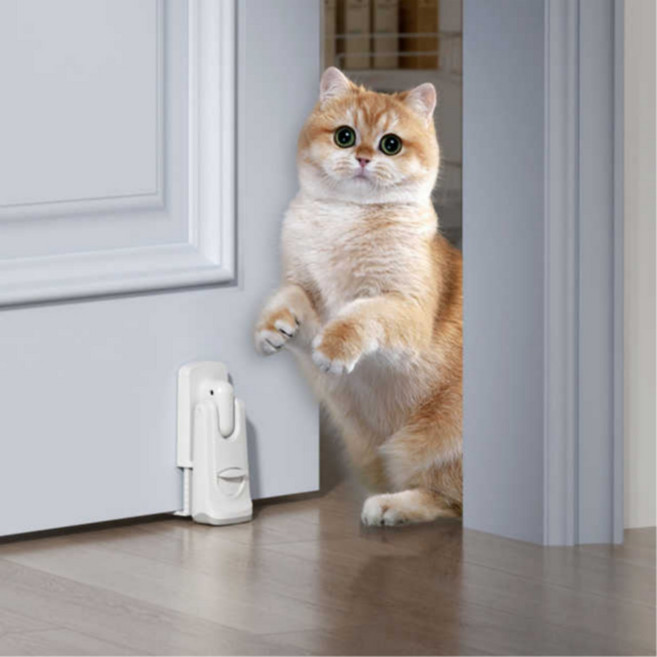 엄빠의선택 고양이 하단형 도어스토퍼 문닫힘방지 손끼임방지 무타공 방문 고정장치, 1개, 화이트