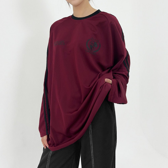 쏘옷 여성용 스포티 투라인 오버핏 맨투맨 티셔츠