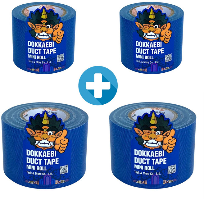 도깨비 덕트테이프 덕테이프 미니롤 총4개 (50MM X 5M 2개+50MM X 10M 2개), DARK BLUE, 1세트
